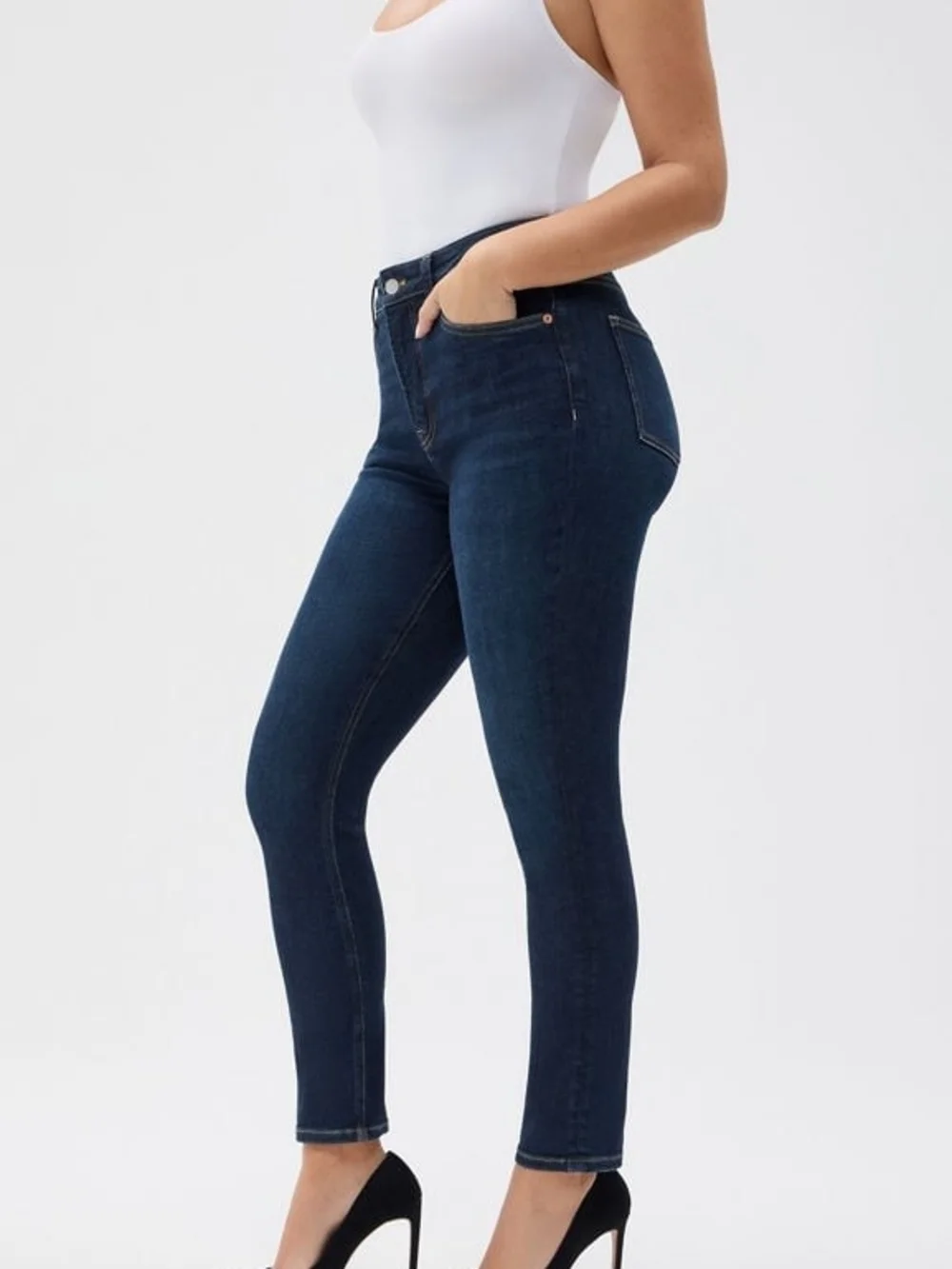 Fabletics High-Rise Dark Blue Skinny Jeans - Women's 27S